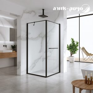 מקלחון פינתי אזורה- עם מסגרת שחורה